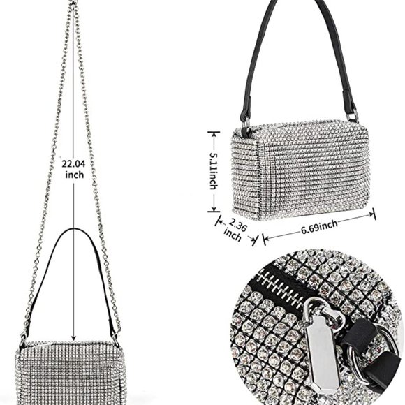 Rhinestones Silver Club Bag / Clutch